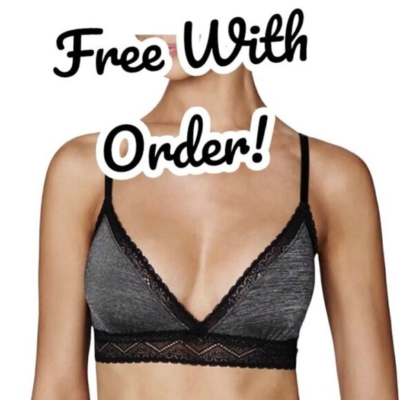 FREE Heidi by Heidi Klum Marl With Lace Soft Cup Bra Natural Lift Gray Black Med - Picture 1 of 7